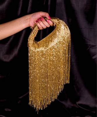 Bailey gold georgette handcrafted hand bag 1