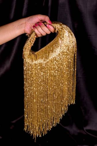 Bailey gold georgette handcrafted hand bag