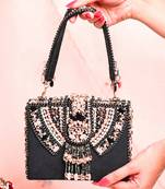 Sara black suede embellished box bag