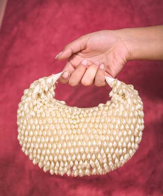 Jae ivory suede embellished hobo bag 1