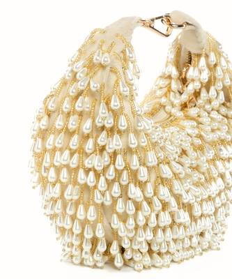 Jae ivory suede embellished hobo bag 2