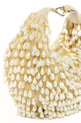 Jae ivory suede embellished hobo bag