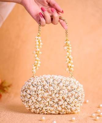 Chloe ivory suede pearl clutch 2