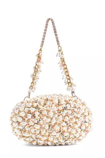 Chloe ivory suede pearl clutch