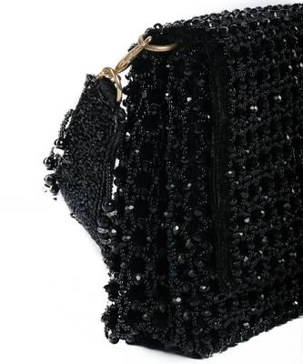 Cathy black suede handcrafted clutch 2