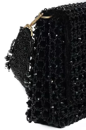 Cathy black suede handcrafted clutch