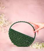Clara green suede embellished hand bag
