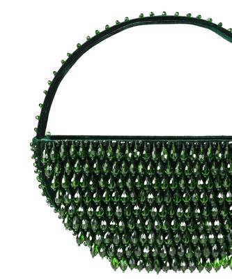 Clara green suede embellished hand bag 2