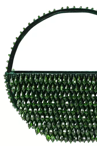 Clara green suede embellished hand bag