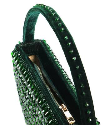 Clara green suede embellished hand bag 3