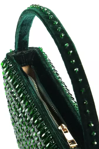 Clara green suede embellished hand bag