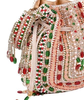 Aiza multi-coloured suede embellished potli 2