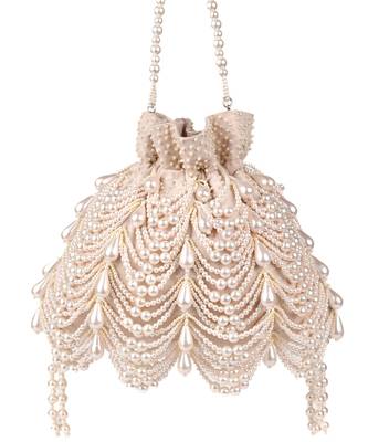 Farah ivory suede pearl potli 1