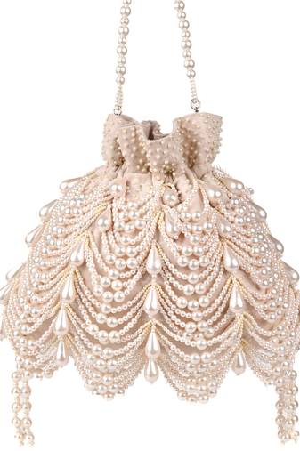 Farah ivory suede pearl potli