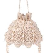 Farah ivory suede pearl potli