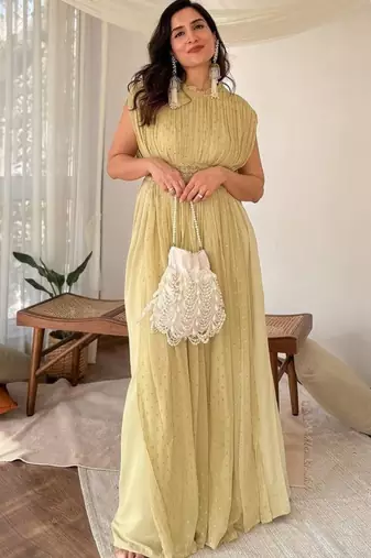 Farah ivory suede pearl potli