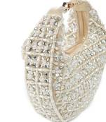 Fiza ivory suede embelished hobo bag