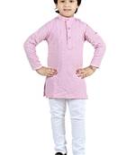 Pink viscose chikankari embroidered sequins kurta and pyjama set