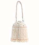 Sophia ivory suede handcrafted bucket bag