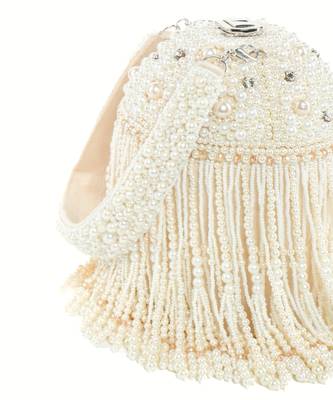 Sophia ivory suede handcrafted bucket bag 2