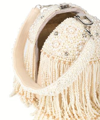 Sophia ivory suede handcrafted bucket bag 3