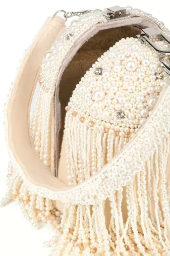 Sophia ivory suede handcrafted bucket bag