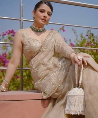 Sophia ivory suede handcrafted bucket bag 4