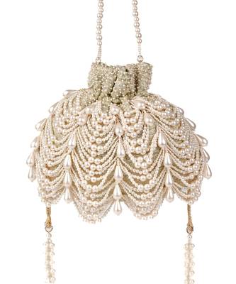 Farah gold suede pearl potli 1