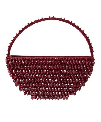 Clara maroon suede embellished hand bag 1