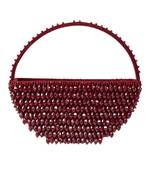 Clara maroon suede embellished hand bag