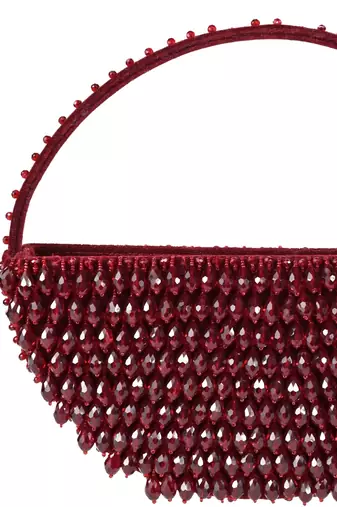 Clara maroon suede embellished hand bag