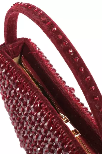 Clara maroon suede embellished hand bag