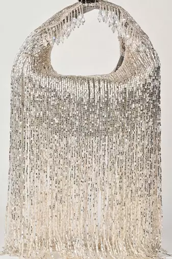 Bailey silver georgette handcrafted hand bag