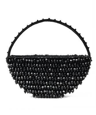 Clara black suede embellished hand bag 1