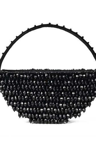 Clara black suede embellished hand bag