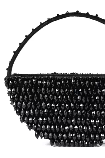 Clara black suede embellished hand bag