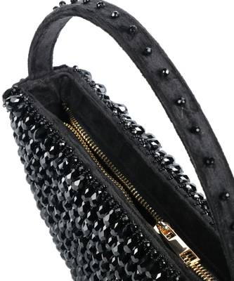 Clara black suede embellished hand bag 3