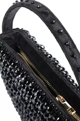 Clara black suede embellished hand bag