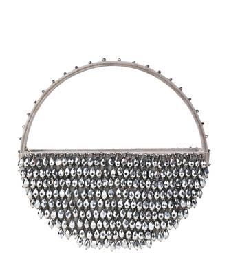 Clara silver suede embellished hand bag 1