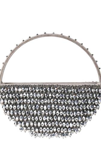 Clara silver suede embellished hand bag