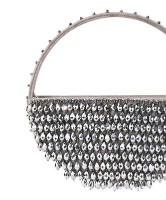 Clara silver suede embellished hand bag 2