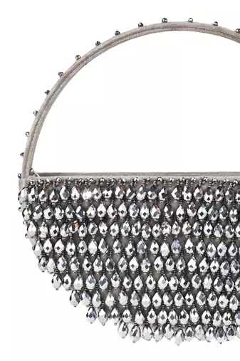 Clara silver suede embellished hand bag