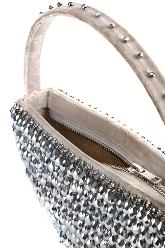 Clara silver suede embellished hand bag