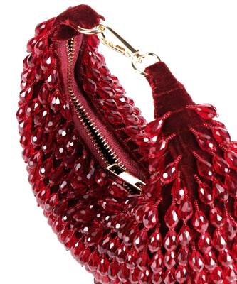 Ophelia maroon suede embellished hobo bag 3