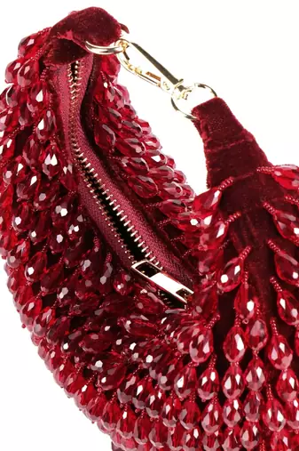 Ophelia maroon suede embellished hobo bag