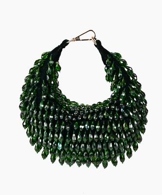 Ophelia green suede embellished hobo bag 1