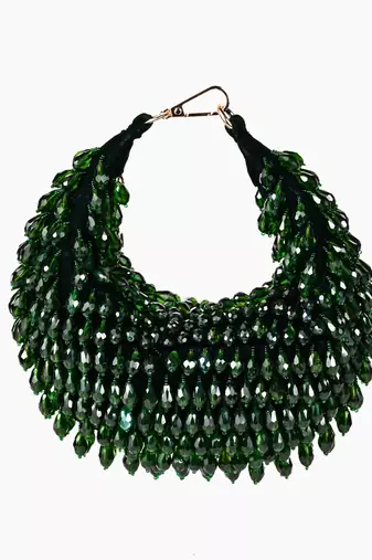 Ophelia green suede embellished hobo bag