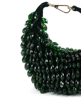 Ophelia green suede embellished hobo bag 2