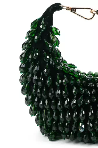 Ophelia green suede embellished hobo bag