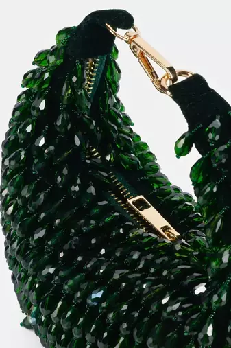 Ophelia green suede embellished hobo bag